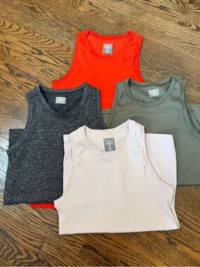 Athleta Renew Tank Tops - Orange, Charcoal, Olive, Light Pink Med